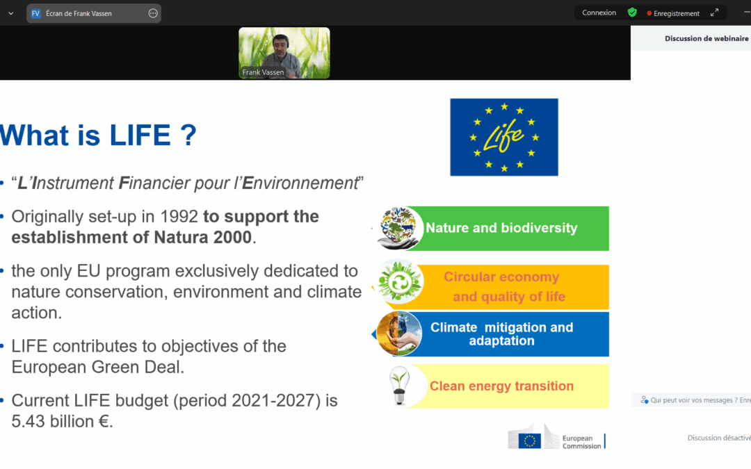 Participation au webinaire européen sur le programme LIFE