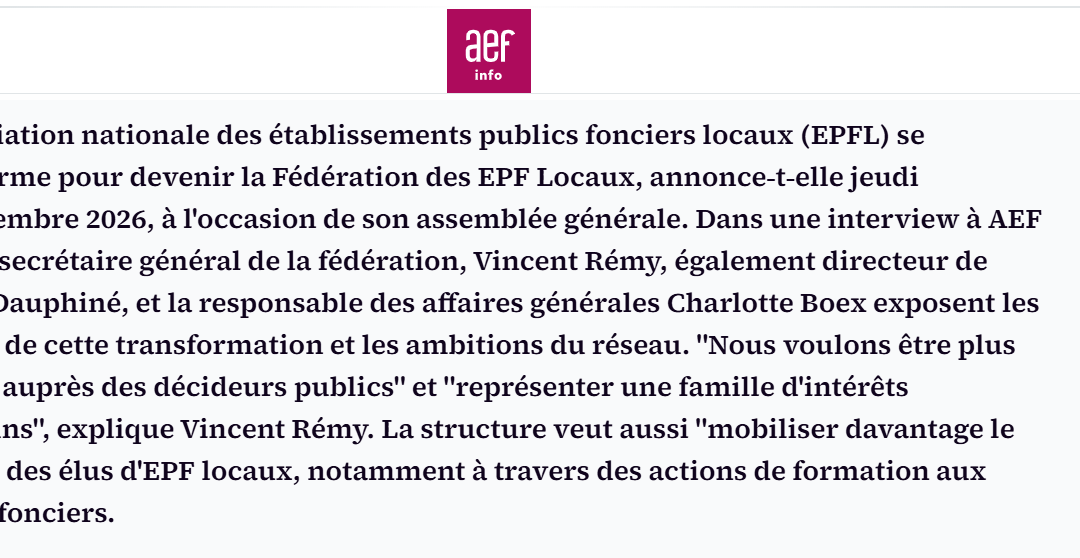 On parle de nous dans la presse : AEF info donne la parole à la Fédération